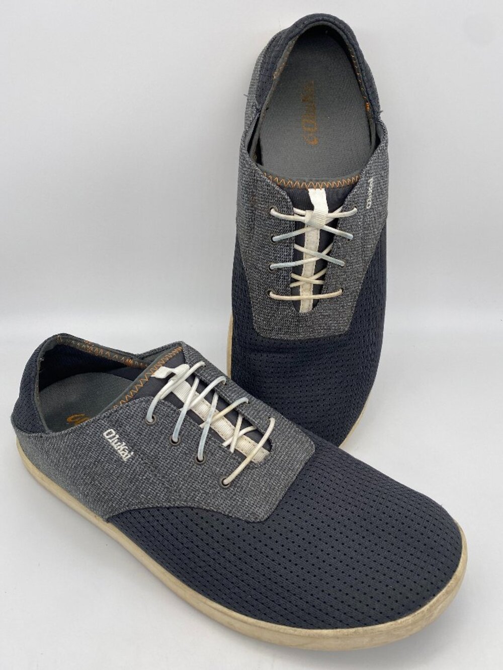 Olukai Boat Shoes Nohea Moku Mens Size 12 Blue Gray 10283-6C6C 10283 No Tie